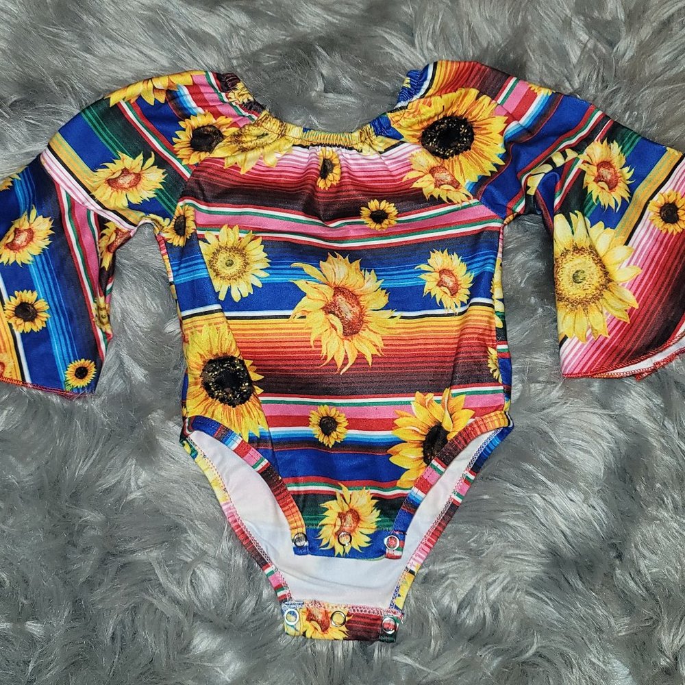 Sunflower Zarape Baby Leo W/ Bell Sleeves (0-3mo)